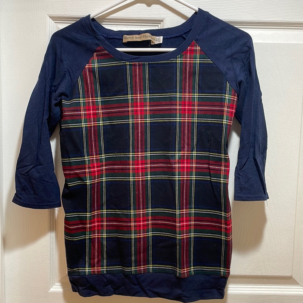 Plaid front baseball tee - handmade in Chicago!